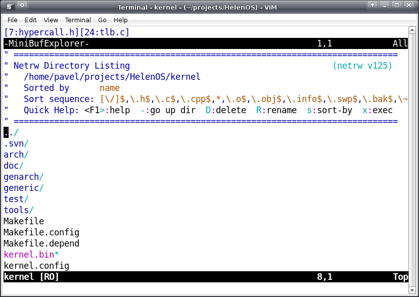 Opening a file using the :E command